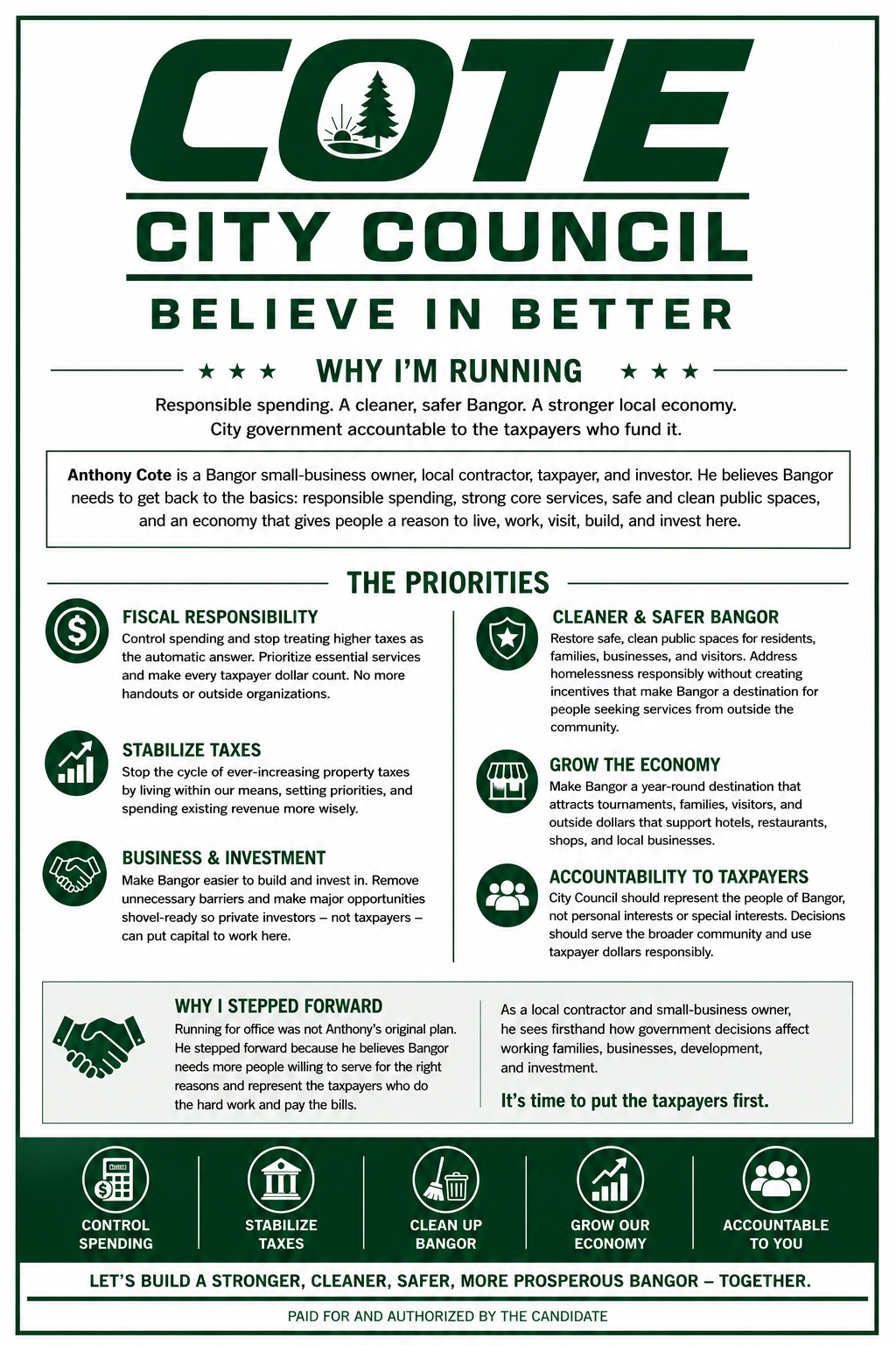 Cote for Bangor Campaign Flyer